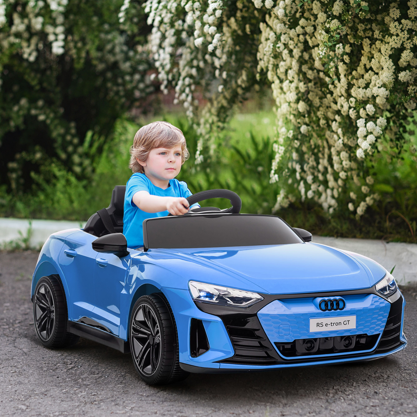 Audi RS e-tron GT Licensed Kids Electric Ride-On Car 12V Battery Powered Toy w/ Remote Control, Lights, Music, for 3-5 years, Blue