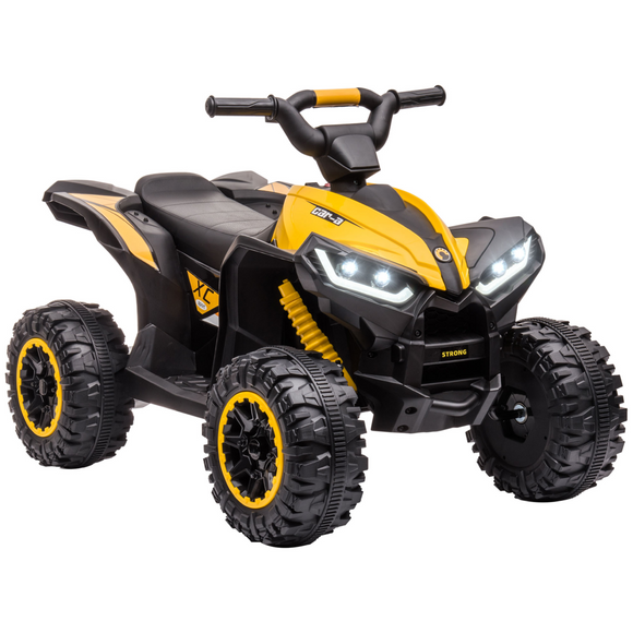 12V Electric Quad Bikes for Kids Ride On Car ATV Toy, with Forward Reverse Functions, LED Headlights, for Ages 3-5 Years - Yellow