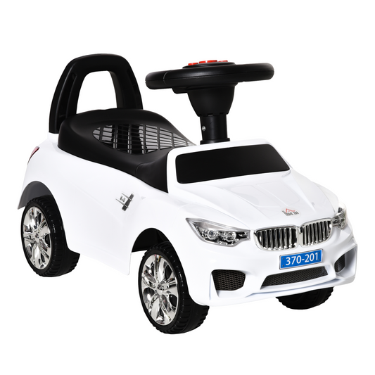 Ride on Car Baby Toddler Walker Foot to Floor Sliding Car Slider w/ Horn Music Working Lights Storage for 1.5 - 3 Years Old White