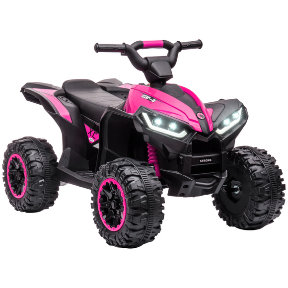 12V Electric Quad Bikes for Kids Ride On Car ATV Toy, with Forward Reverse Functions, LED Headlights, for Ages 3-5 Years - Pink