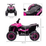 12V Electric Quad Bikes for Kids Ride On Car ATV Toy, with Forward Reverse Functions, LED Headlights, for Ages 3-5 Years - Pink