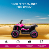 12V Electric Quad Bikes for Kids Ride On Car ATV Toy, with Forward Reverse Functions, LED Headlights, for Ages 3-5 Years - Pink