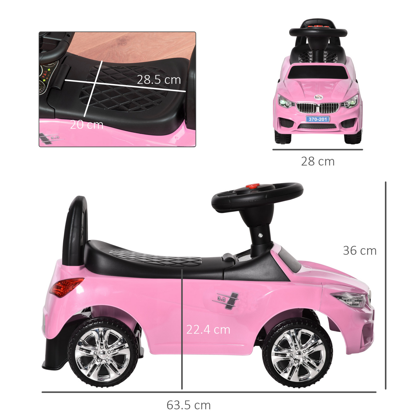 Ride on Car Baby Toddler Walker Foot to Floor Sliding Car Slider w/ Horn Music Working Lights Storage for 1.5 - 3 Years Old Pink