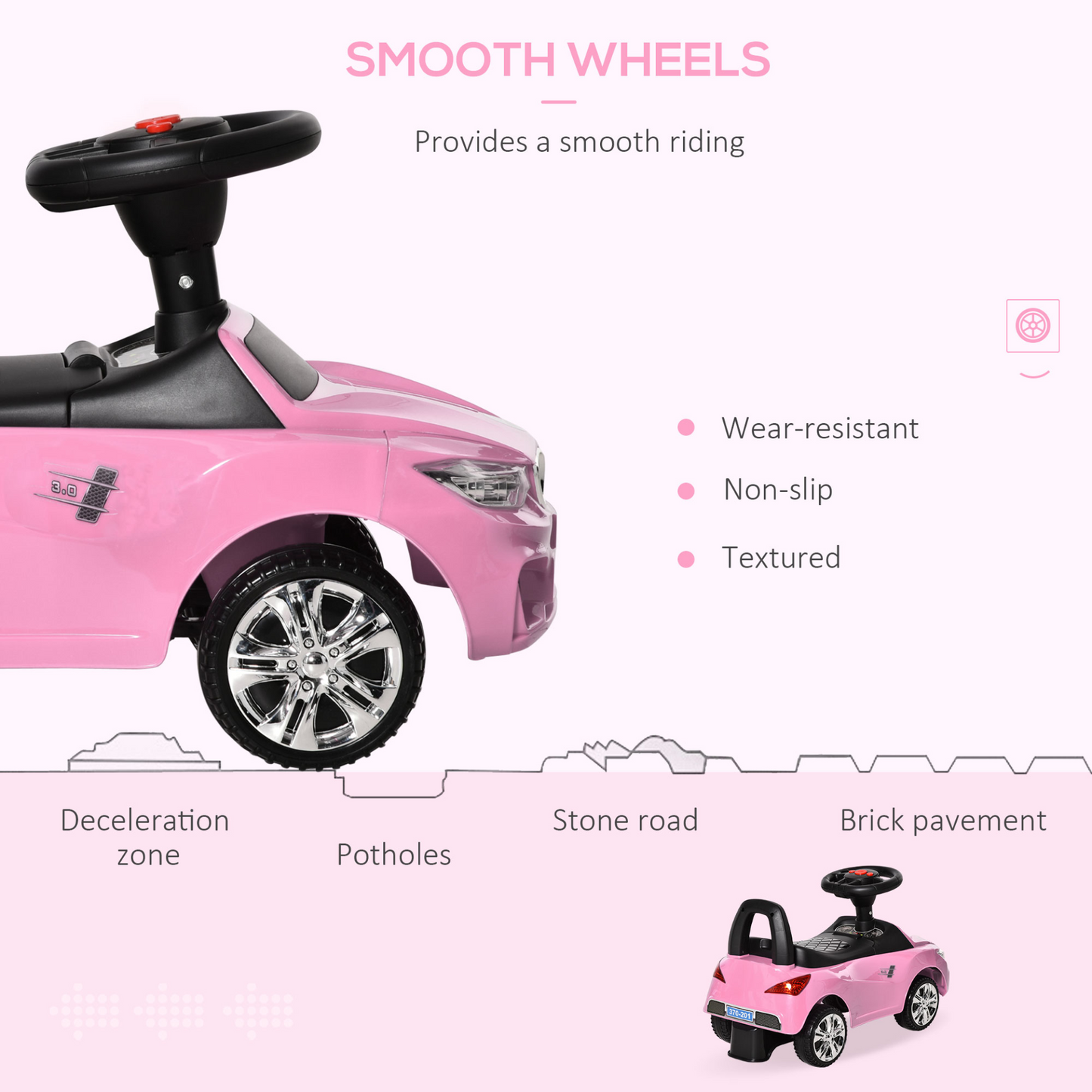 Ride on Car Baby Toddler Walker Foot to Floor Sliding Car Slider w/ Horn Music Working Lights Storage for 1.5 - 3 Years Old Pink