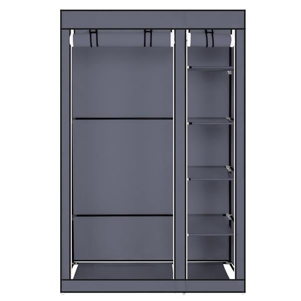 67" Portable Clothes Closet Wardrobe with Non-woven Fabric and Hanging Rod Quick and Easy to Assemble Gray