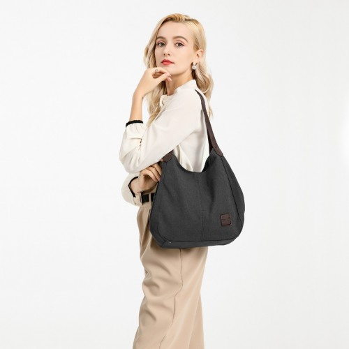 EB2040L - Kono Canvas Shoulder Tote Bag - Black