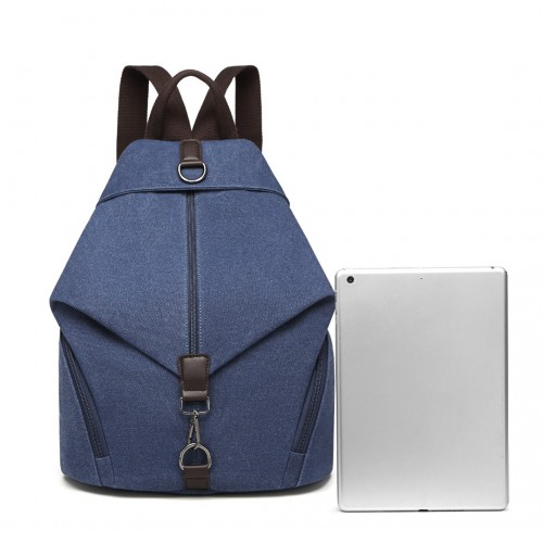 EB2044 - Kono Fashion Anti-Theft Canvas Backpack - Navy