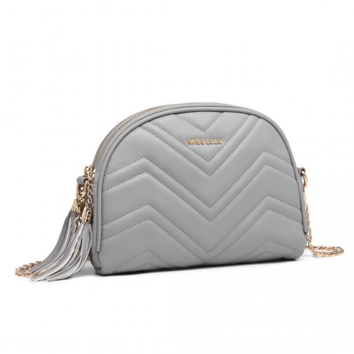 LB2236 - Miss Lulu Trendy Tassel Crossbody Bag - Grey