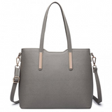 Miss Lulu Three Piece Tote Shoulder Bag And Clutch - Grey