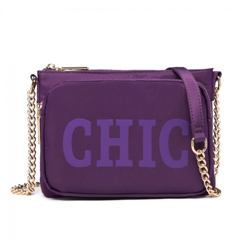 LT6855 - Miss Lulu 'Chic' Chain Shoulder Bag - Purple