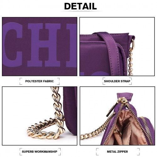 LT6855 - Miss Lulu 'Chic' Chain Shoulder Bag - Purple