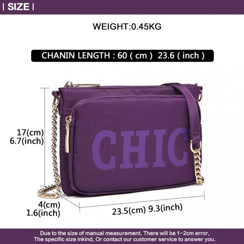 LT6855 - Miss Lulu 'Chic' Chain Shoulder Bag - Purple