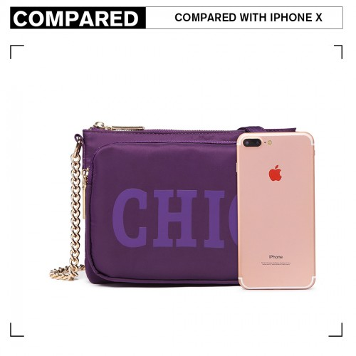 LT6855 - Miss Lulu 'Chic' Chain Shoulder Bag - Purple