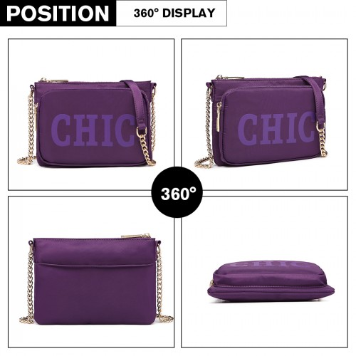 LT6855 - Miss Lulu 'Chic' Chain Shoulder Bag - Purple