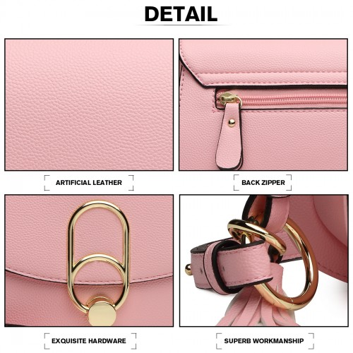 LZ1831 - MISS LULU CROSS BODY SADDLE BAG - PINK