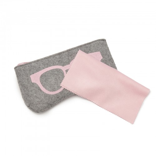 Soft Felt Glasses Case - Grey And Pink