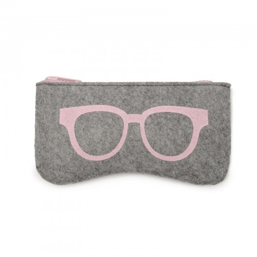 Soft Felt Glasses Case - Grey And Pink