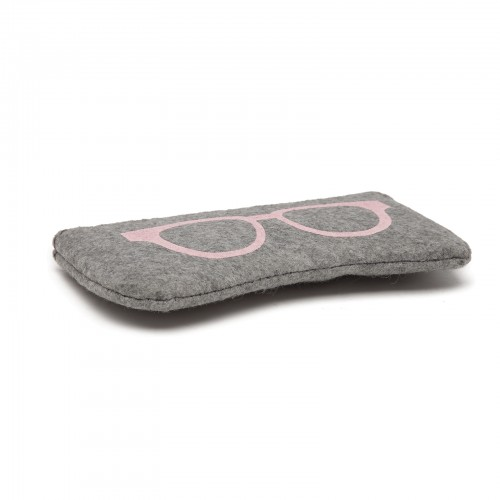 Soft Felt Glasses Case - Grey And Pink