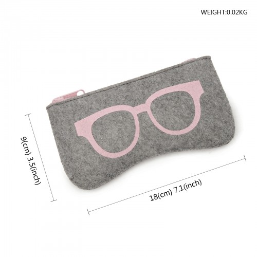 Soft Felt Glasses Case - Grey And Pink