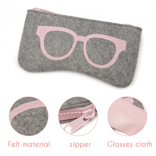 Soft Felt Glasses Case - Grey And Pink