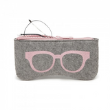Soft Felt Glasses Case - Grey And Pink