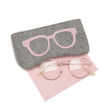 Soft Felt Glasses Case - Grey And Pink