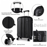 K1777L - Kono 19 Inch ABS Hard Shell Suitcase Luggage - Black