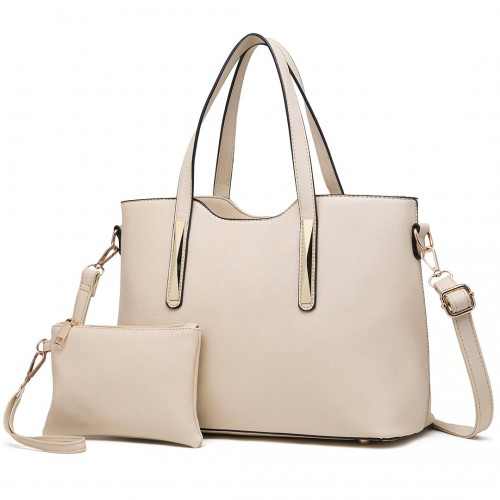 Miss Lulu PU Leather Handbag & Purse - Beige
