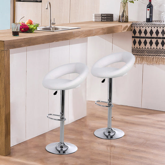 Bar Stools Set of 2,Faux Leatherr Bar Stools White Dinning Chairs,Bar Chairs With 360 Degree Swivel Adjustable Height.(White)