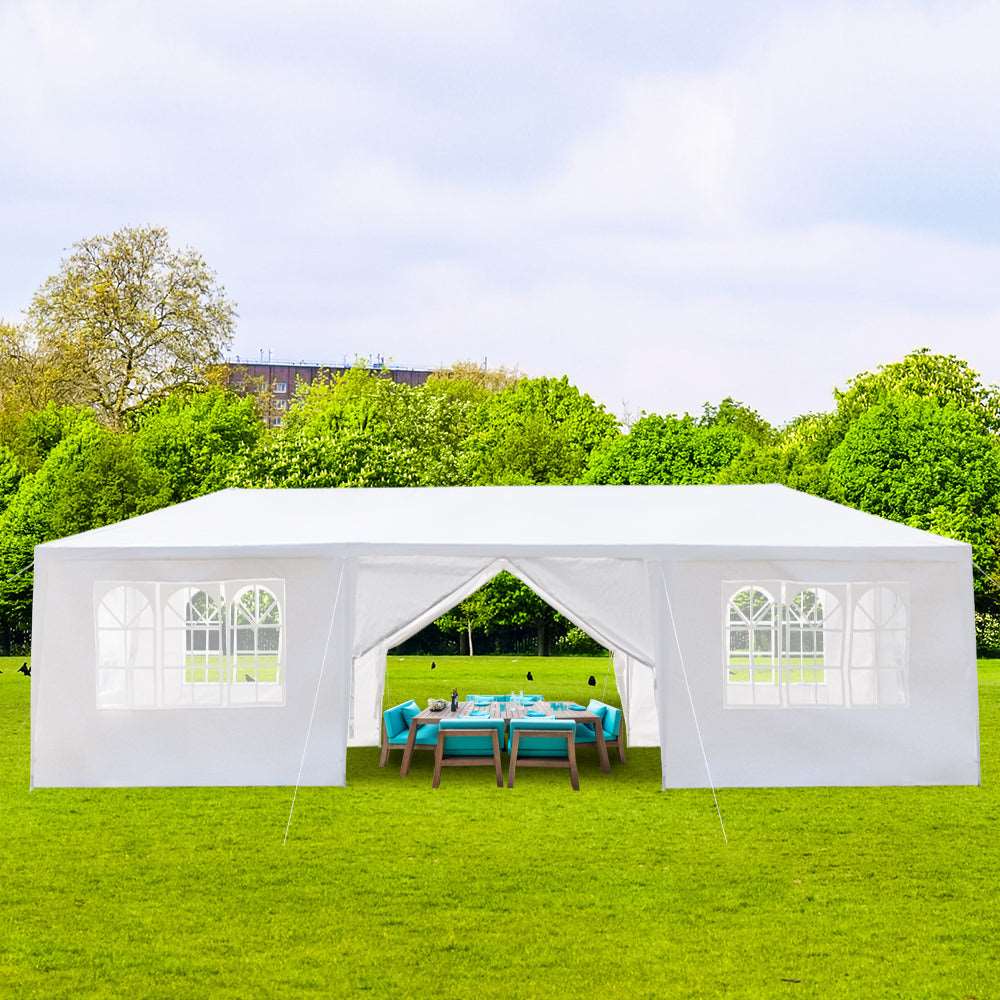 10'x30' Outdoor Party Tent with 8 Removable Sidewalls, Waterproof Canopy Patio Wedding Gazebo, White