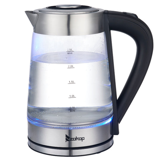 ZOKOP HD-250 220V 2000W 2L Blue Glass Electric Kettle