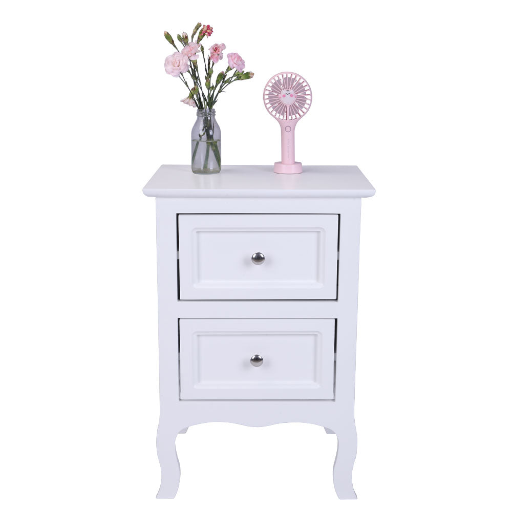 Country Style Two-Tier Night Table Large Size - White