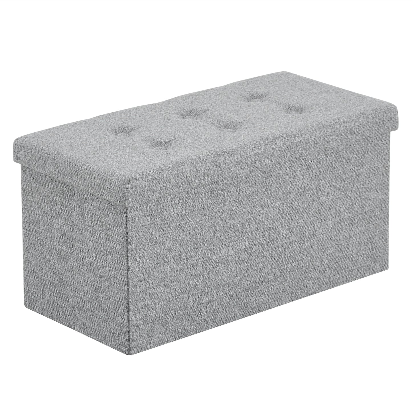 76*38*38cm Pull Point Linen MDF Foldable Storage Footstool Dark Grey