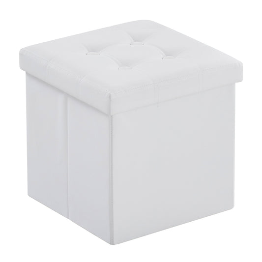 38*38*38cm Pull Point PVC MDF Foldable Storage Footstool White