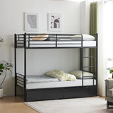 SALE Bunk Bed with Two Storage Drawers & Full-Length Guard Rail, Heavy Duty Metal Bunk Bed for Kids Teens Adults, Black