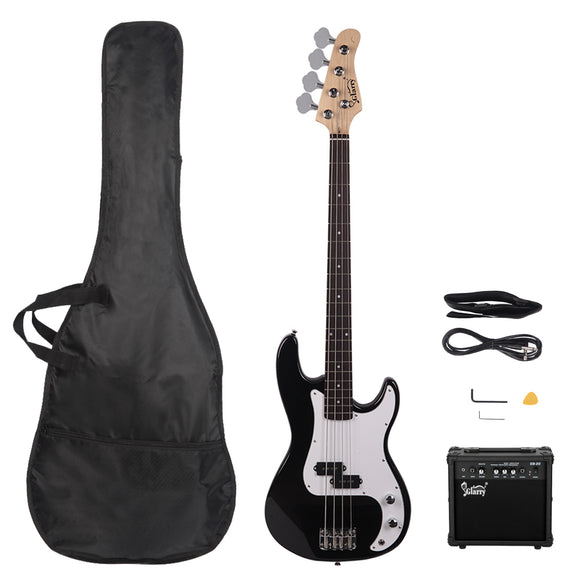 Glarry GP Electric Bass Guitar with Amp Bag Strap Tool - Black