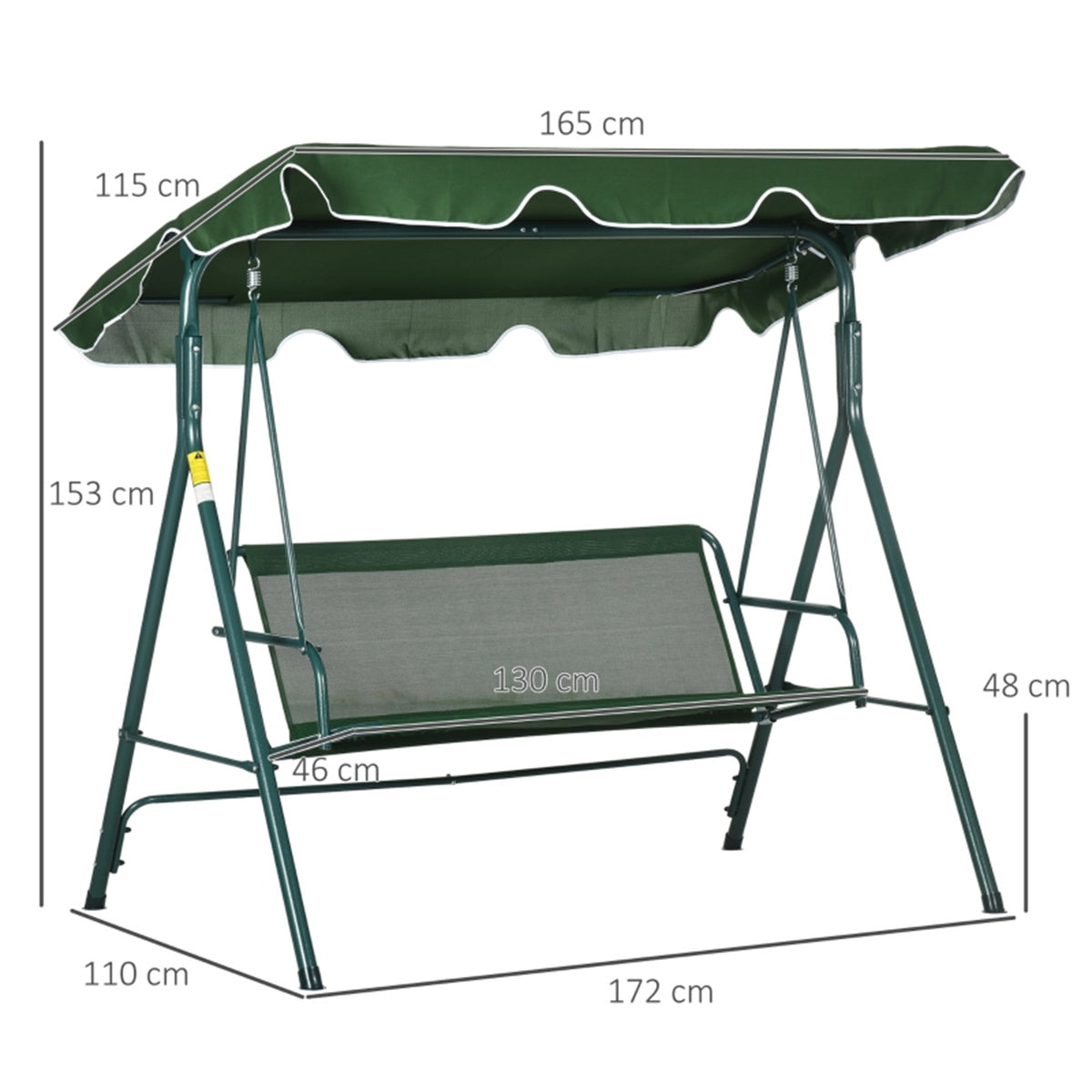 3-Seat Patio Swing Chair-Green