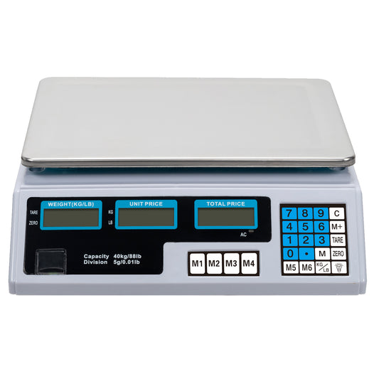 ACS-30 40kg/5g Digital Price Computing Scale for Vegetable UK Plug Silver & White