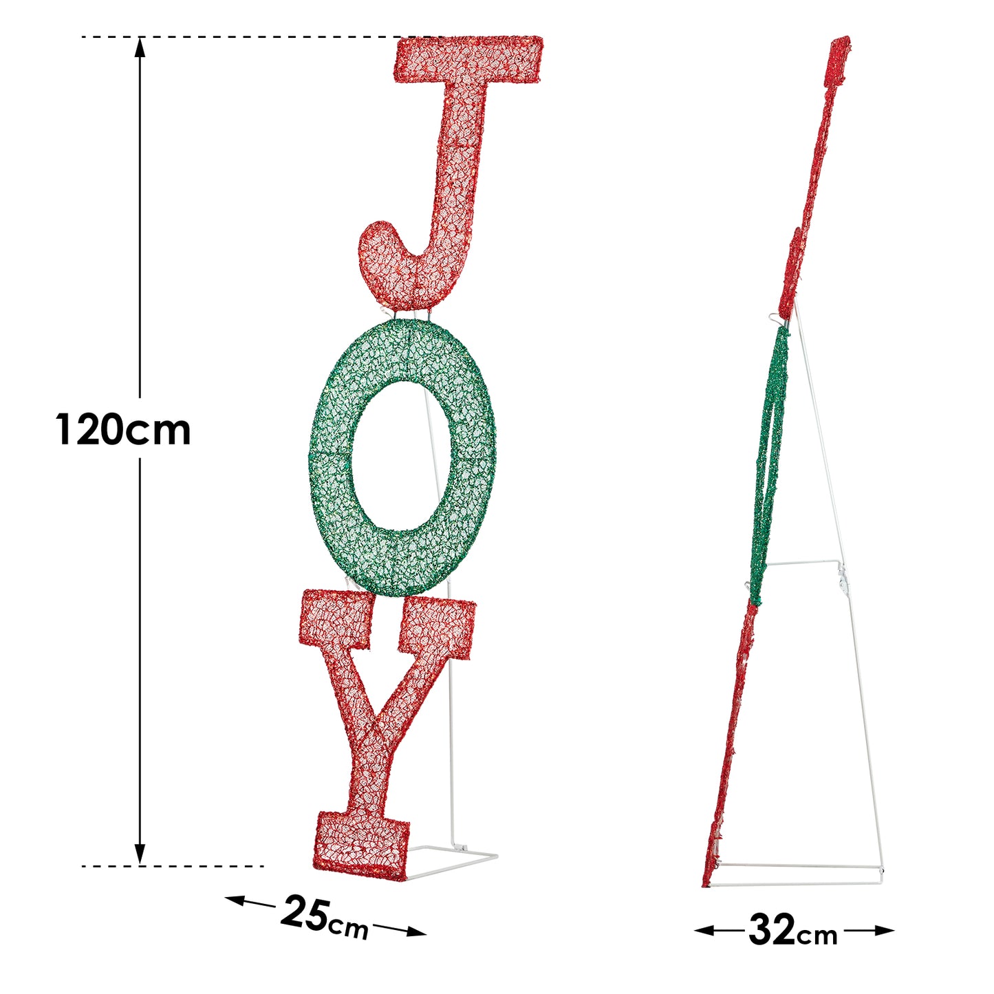 Lighted JOY Letter Sign Christmas Yard Decorations, Pre-lit 2D Letter Display with 45 LED Warm White Lights and Stakes for Xmas Outdoor Holiday Indoor Decor Lighted Holiday Displays