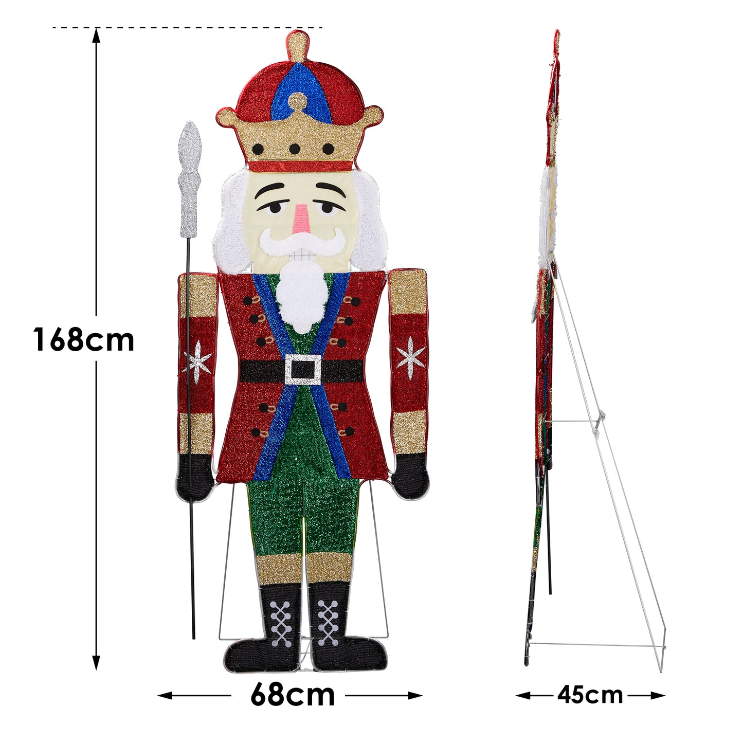 Lighted Nutcracker Christmas Yard Decorations, Pre-lit 2D Nutcracker Soldier with 162 LED Warm White Lights and Stakes for Xmas Outdoor Holiday Indoor Decor Lighted Holiday Displays