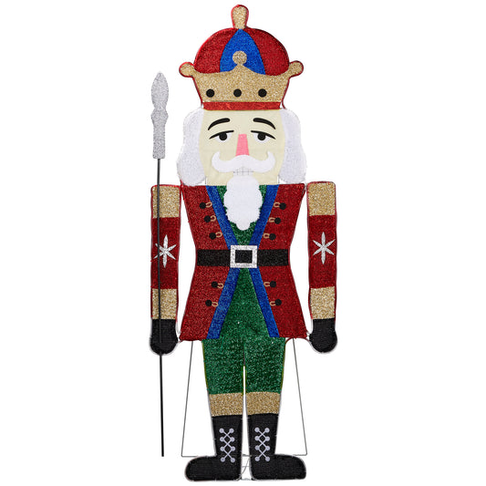 Lighted Nutcracker Christmas Yard Decorations, Pre-lit 2D Nutcracker Soldier with 162 LED Warm White Lights and Stakes for Xmas Outdoor Holiday Indoor Decor Lighted Holiday Displays