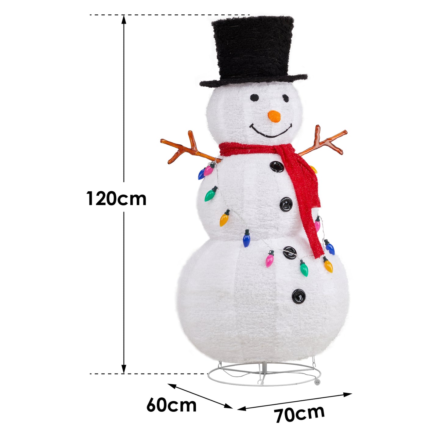 4ft 100LED 20 Lanterns Cashmere Fabric Retractable Snowman Garden Snowman Decoration