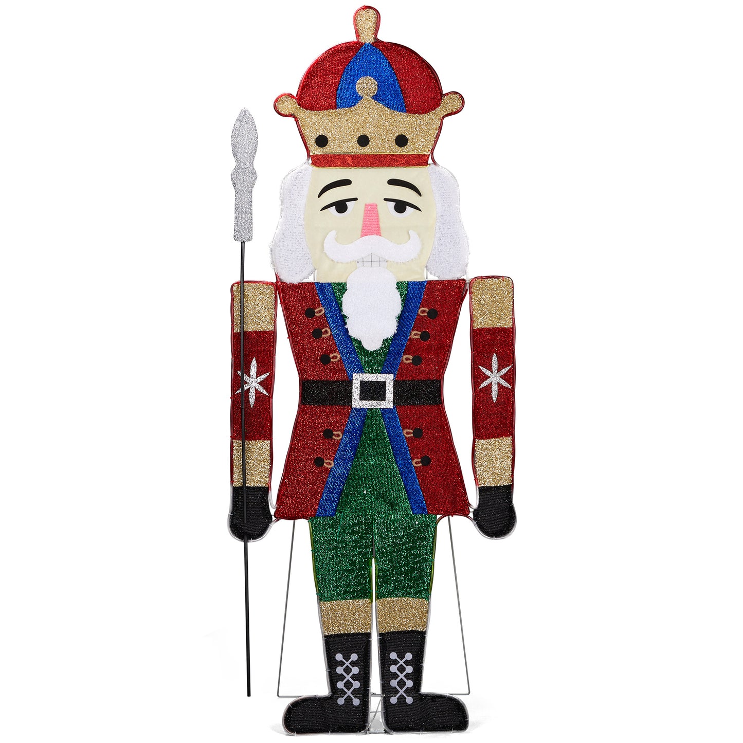 Lighted Nutcracker Christmas Yard Decorations, Pre-lit 2D Nutcracker Soldier with 162 LED Warm White Lights and Stakes for Xmas Outdoor Holiday Indoor Decor Lighted Holiday Displays