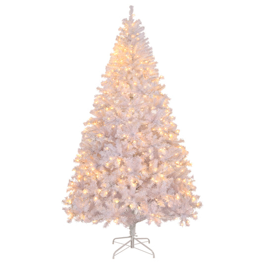 5 FT Artificial Christmas Tree with DIY 80 Warm Lights Battery Operated, 480 Branch Tips and Sturdy Metal Stand, White