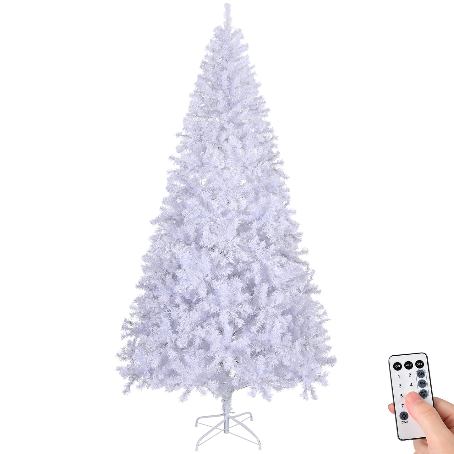 5 FT Artificial Christmas Tree with DIY 80 Warm Lights Battery Operated, 480 Branch Tips and Sturdy Metal Stand, White