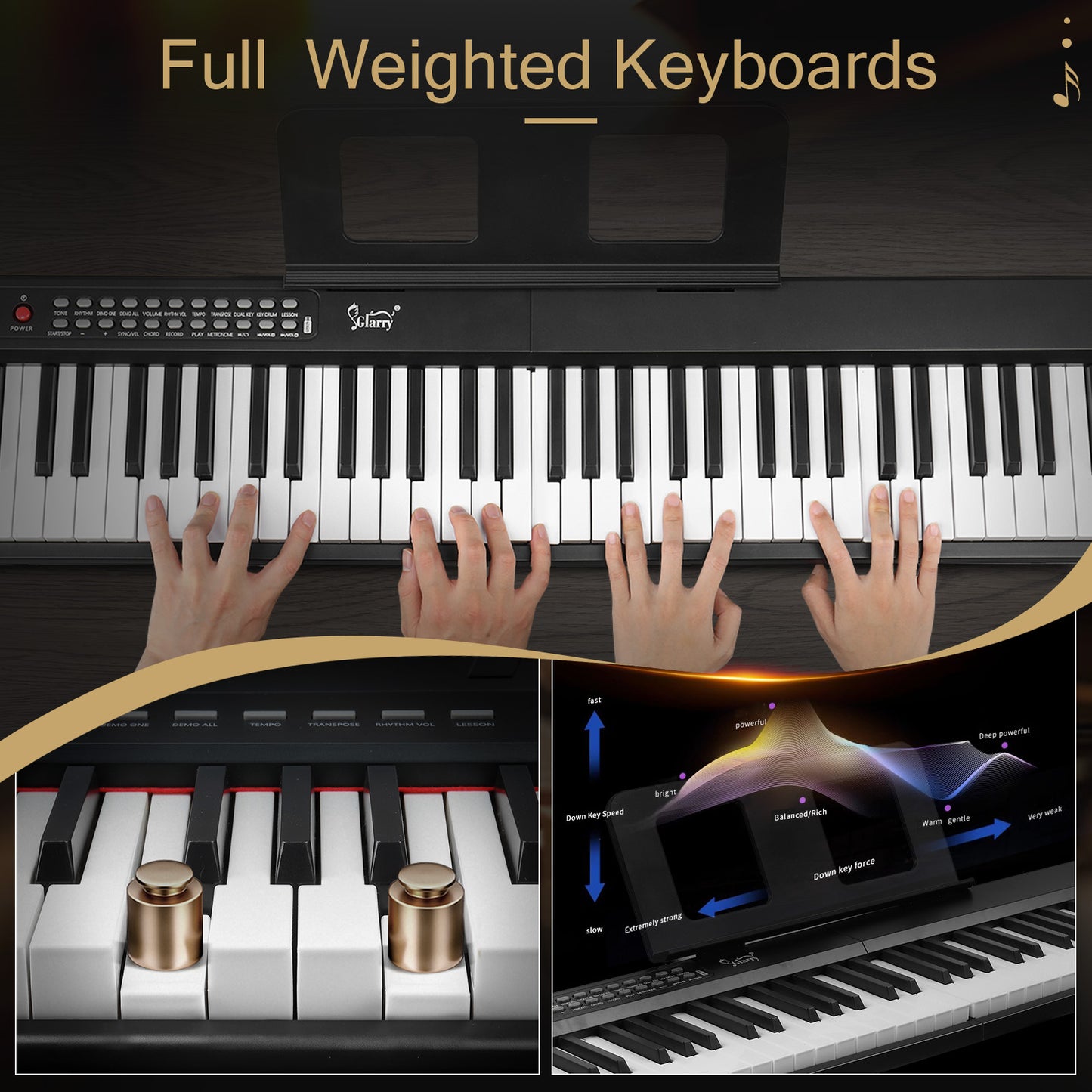 Glarry GPP-106 88 Key Folding Piano Semi-Weighted Standard Keyboards Digital Piano with MIDI Bluetooth, Handbag，Headphone，for Piano Lover Black color