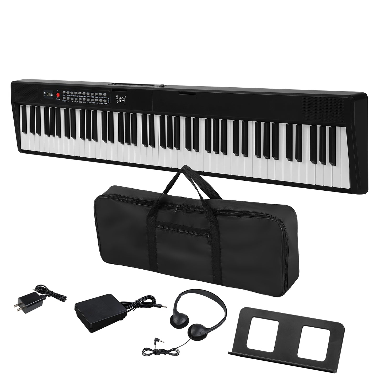 Glarry GPP-106 88 Key Folding Piano Semi-Weighted Standard Keyboards Digital Piano with MIDI Bluetooth, Handbag，Headphone，for Piano Lover Black color