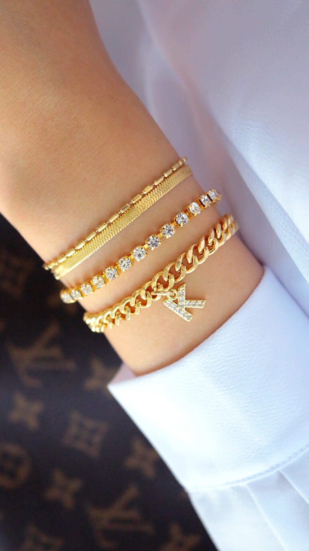 18K CZ Link Bracelet