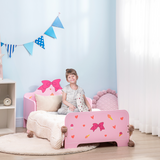 ZONEKIZ Princess Toddler Bed Kids Bedroom Furniture w/ Safety Side Rails, for Girls Aged 3-6 Years 143 x 74 x 59cm - Pink