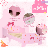 ZONEKIZ Princess Toddler Bed Kids Bedroom Furniture w/ Safety Side Rails, for Girls Aged 3-6 Years 143 x 74 x 59cm - Pink